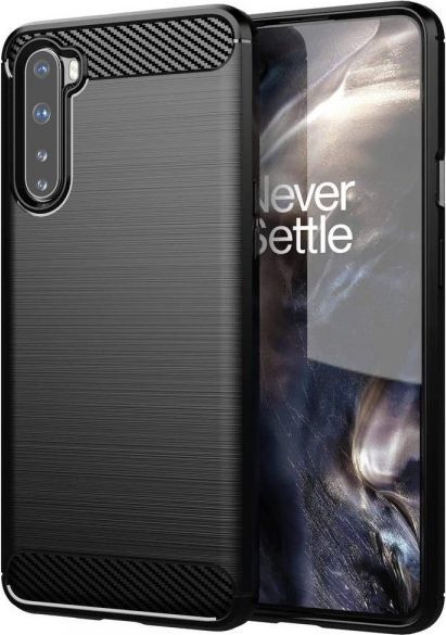 Hurtel Carbon Case elastyczne etui pokrowiec OnePlus Nord czarny 1