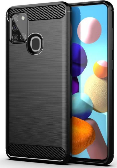 Hurtel Carbon Case elastyczne etui pokrowiec Samsung Galaxy A21S czarny 1