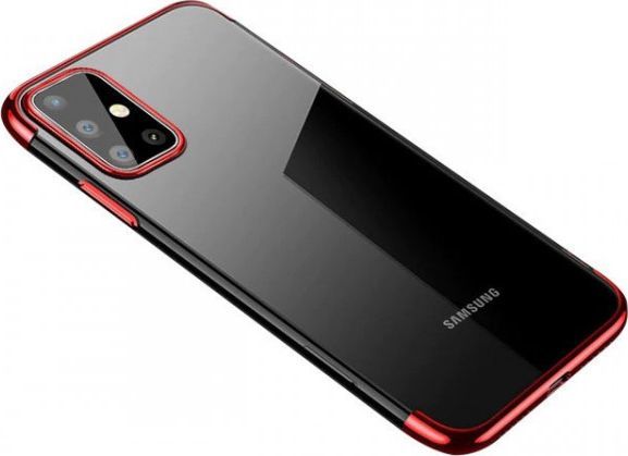 Hurtel Clear Color case żelowy pokrowiec etui z metaliczną ramką Samsung Galaxy A41 czerwony 1