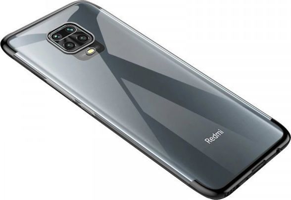 Hurtel Clear Color case żelowy pokrowiec etui z metaliczną ramką Xiaomi Redmi Note 9 Pro / Redmi Note 9S czarny 1