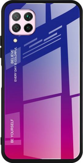 Hurtel Gradient Glass etui pokrowiec nakładka ze szkła hartowanego Huawei P40 Lite / Nova 7i / Nova 6 SE różowo-fioletowy 1