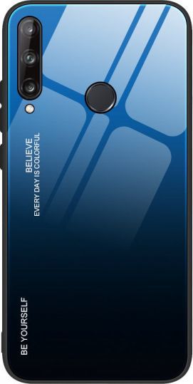 Hurtel Gradient Glass etui pokrowiec nakładka ze szkła hartowanego Huawei P40 Lite E czarno-niebieski 1