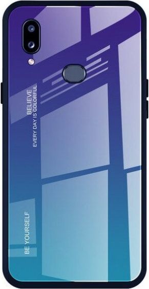 Hurtel Gradient Glass etui pokrowiec nakładka ze szkła hartowanego Samsung Galaxy A20e zielono-fioletowy 1
