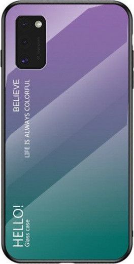 Hurtel Gradient Glass etui pokrowiec nakładka ze szkła hartowanego Samsung Galaxy A41 zielono-fioletowy 1