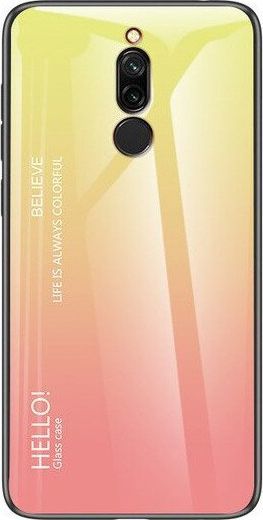 Hurtel Gradient Glass etui pokrowiec nakładka ze szkła hartowanego Xiaomi Redmi 8 różowy 1