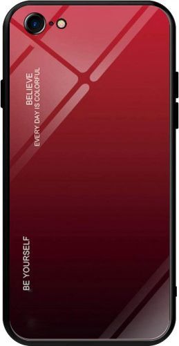 Hurtel Gradient Glass etui pokrowiec nakładka ze szkła hartowanego iPhone SE 2020 / iPhone 8 / iPhone 7 czarno-czerwony uniwersalny (60540-uniw) - 60540-uniw 1