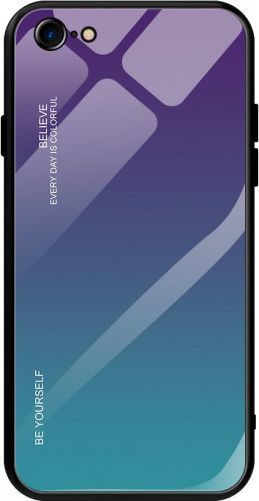 Hurtel Gradient Glass etui pokrowiec nakładka ze szkła hartowanego iPhone SE 2020 / iPhone 8 / iPhone 7 zielono-fioletowy 1