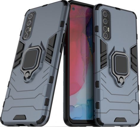 Hurtel Ring Armor pancerne hybrydowe etui pokrowiec + magnetyczny uchwyt Oppo Reno3 Pro niebieski 1