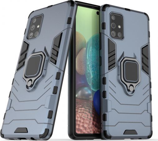 Hurtel Ring Armor pancerne hybrydowe etui pokrowiec + magnetyczny uchwyt Samsung Galaxy A71 5G niebieski 1