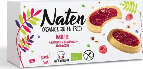 NATEN CIASTKA TARTALETKI Z DŻEMEM MALINOWYM BEZGLUTENOWE BIO 130 g - NATEN 1