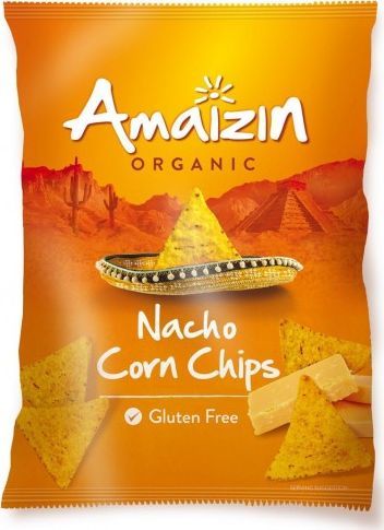 AMAIZIN CHIPSY NACHOS KUKURYDZIANE O SMAKU SEROWYM BEZGLUTENOWE BIO 150 g - AMAIZIN 1