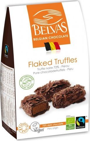 Belvas BELGIJSKIE CZEKOLADKI TRUFFLE GORZKA CZEKOLADA 72% BEZGLUTENOWE FAIR TRADE BIO 100 g - BELVAS 1