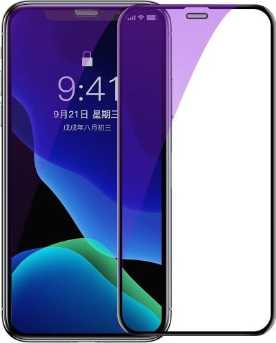 Baseus Szkło hartowane 0,3mm Baseus z osłoną głośniczka i filtrem światła niebieskiego do iPhone XS Max (2szt.) 1