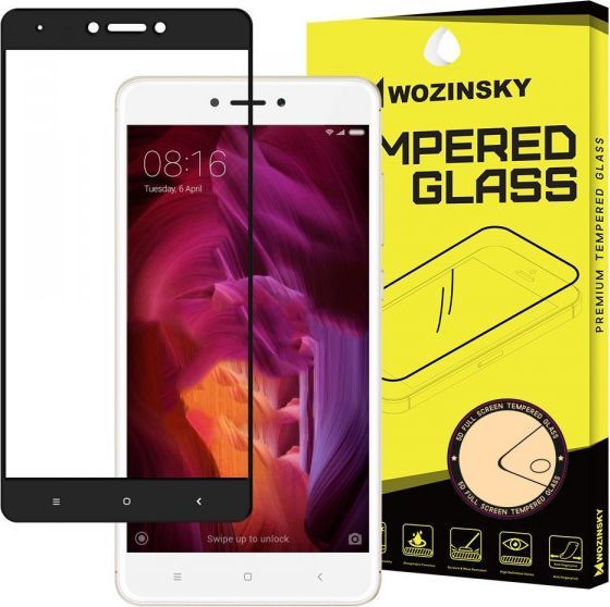 Wozinsky Wozinsky super wytrzymałe szkło hartowane Full Glue na cały ekran z ramką Case Friendly Xiaomi Redmi Note 4 (MediaTek) czarny 1