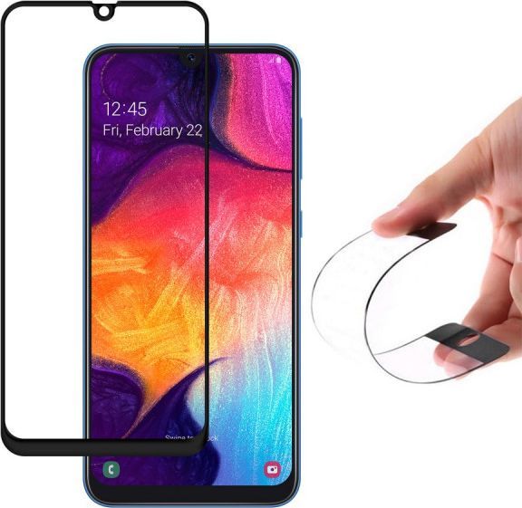 Wozinsky Wozinsky Full Cover Flexi Nano folia szklana szkło hartowane z ramką Samsung Galaxy A50s / Galaxy A50 / Galaxy A30s czarny 1