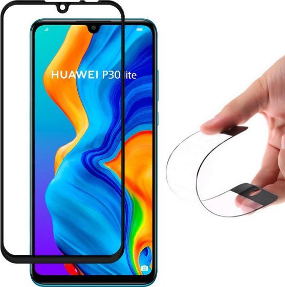 Wozinsky Wozinsky Full Cover Flexi Nano folia szklana szkło hartowane z ramką Huawei P30 Lite czarny 1