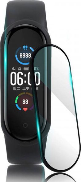 Szkło hartowane 5D XIAOMI MI BAND 5 Full Glue czarne 1