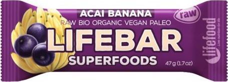 LIFEFOOD Baton z acai i bananem raw bezglutenowy BIO 47 g - Lifefood 1