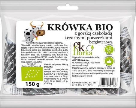 EKOFLORKA KRÓWKI Z GORZKĄ CZEKOLADĄ I CZARNYMI PORZECZKAMI BIO 150 g - EKOFLORKA (5904730791076 [6510101]) - 26408 1