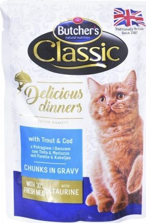 Butcher’s Classic Delicious Dinners pstrąg/dorsz w sosie 100 g 1