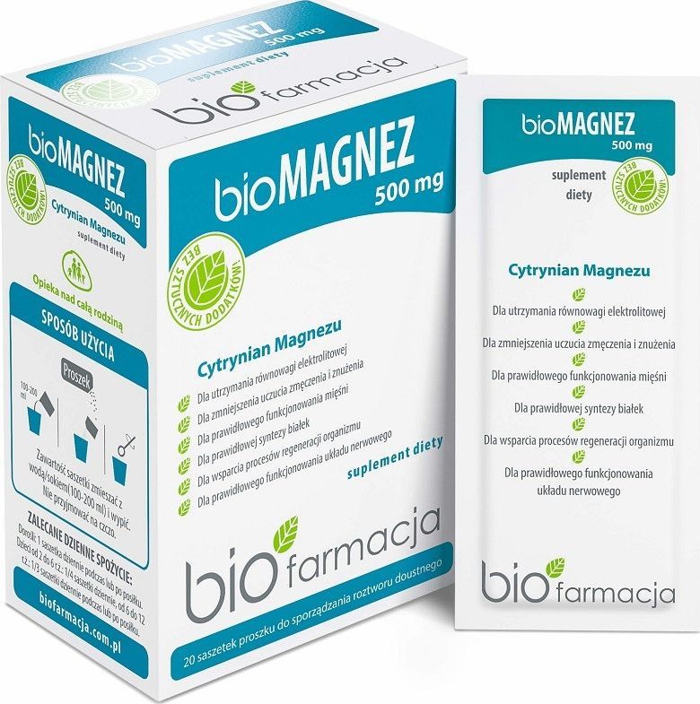 Biofarmacja Bio Magnez 500Mg 20 Saszetek Biofarmacja Cytrynian Magnezu Z Morza Martwego 1
