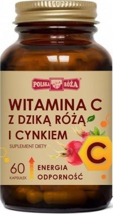 Polska Róża Witamina C Z Dziką Różą I Cynkiem 60 Kaps. Polska Róża Kwas L-Askorbinowy Glukonian Cynku 1