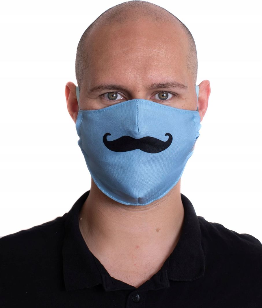 Amigo Maska Maseczka Wąsy Hipster Bawełna 3d / 2 Warstwy / Wielorazowa 1
