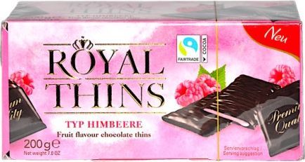 Delitzscher Schokoladenfabrik Czekoladki o smaku malinowym 200g (Royal Thins) 1