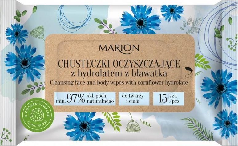 Marion Chusteczki Oczyszczające z Hydrolatem z Bławatka 1