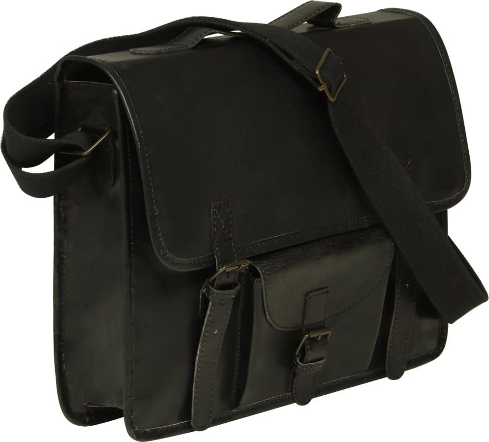 Torba vidaXL Torba na laptopa z prawdziwej skóry, czarna 1