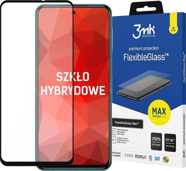 3MK Szkło na telefon 3mk Flexible Glass Max 7H do Redmi Note 9S/ Pro/ Max Black uniwersalny 1
