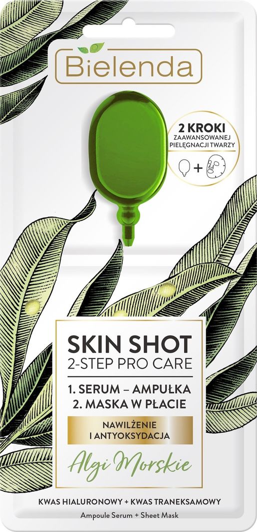 Bielenda Bielenda Skin Shot 2-Step Pro Care Maska w płacie + ampułka-serum Algi Morskie 1szt 1