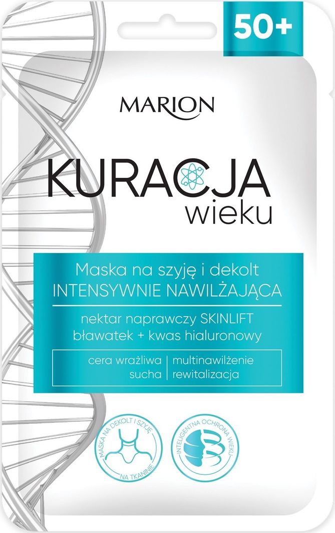 Marion Marion Kuracja Wieku 50+ Maska na szyję i dekolt intensywnie nawilżająca 1szt 1