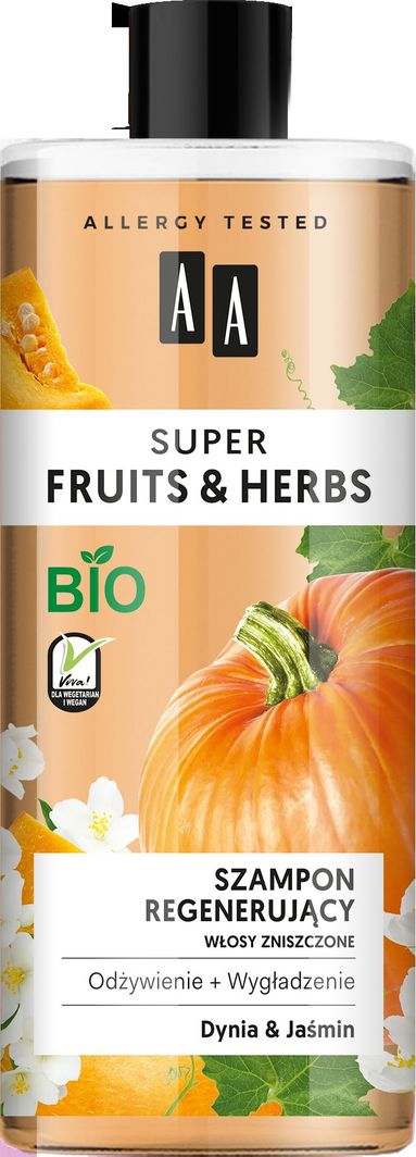 AA Super Fruits & Herbs szampon regenerujący dynia & jaśmin 1