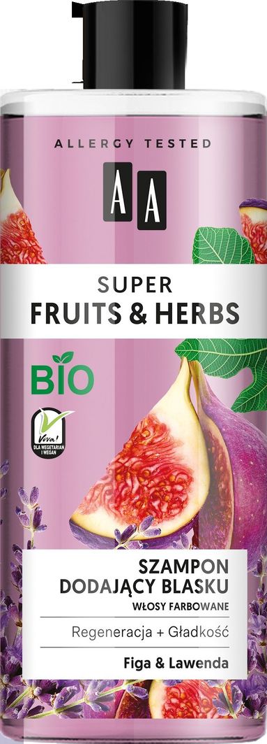 AA Super Fruits & Herbs szampon dodający blasku figa & lawenda 1