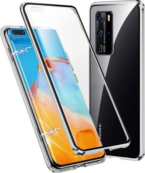Dr.Fit Etui na telefon magnetyczne Dr.Fit szklane do Huawei P40 Pro Srebrne uniwersalny 1