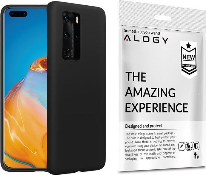 Alogy Etui silikonowe Alogy slim case do Huawei P40 Pro czarne + Szkło Alogy Full uniwersalny 1