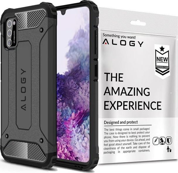 Alogy Etui Alogy Hard Armor do Samsung Galaxy A41 szare + Szkło Alogy uniwersalny 1