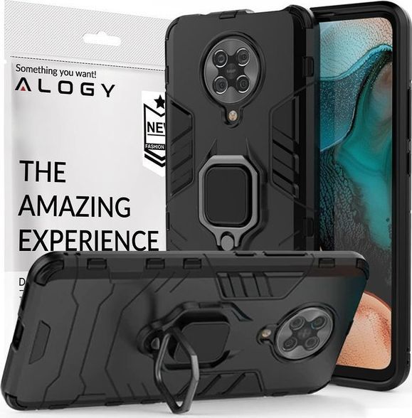 Alogy Etui Alogy Stand Ring Armor do Xiaomi Poco F2 Pro czarne + Szkło Alogy uniwersalny 1
