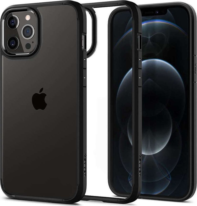 Spigen Etui Spigen Ultra Hybrid do Apple iPhone 12 Pro Max 6.7 Matte Black + Szkło Alogy uniwersalny 1