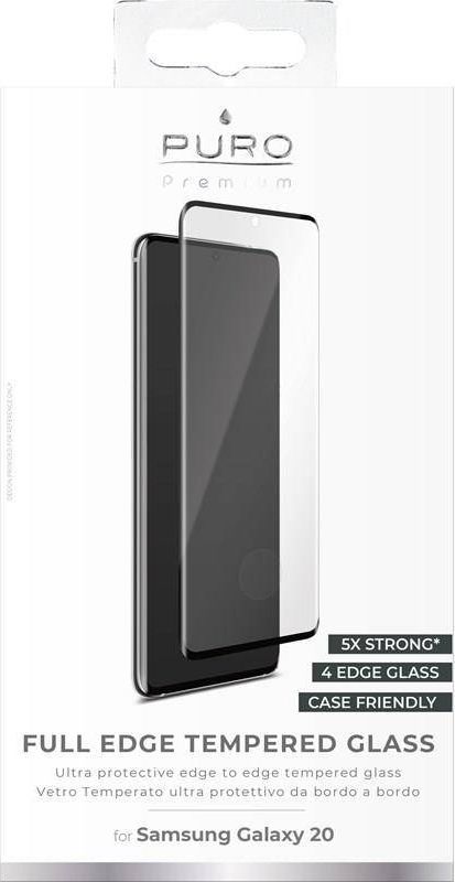 Puro PURO Premium Full Edge Tempered Glass Case Friendly - Szkło ochronne hartowane na ekran Samsung Galaxy S20 (czarna ramka) uniwersalny 1