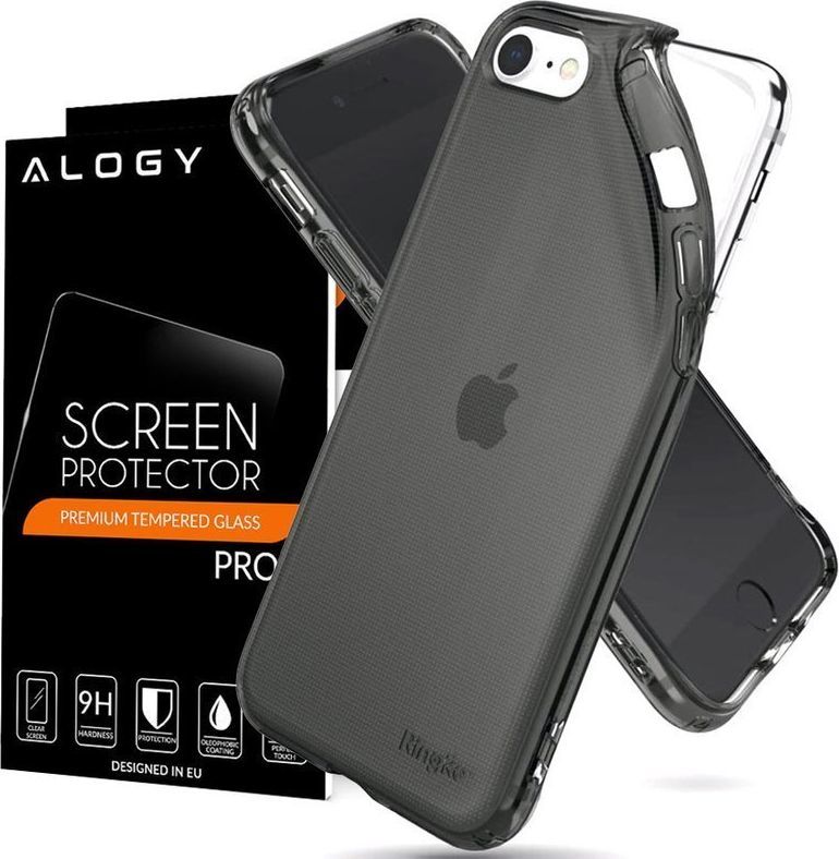 Ringke Etui Ringke Air do Apple iPhone 7/8/SE 2020 Smoke Black + Szkło Alogy uniwersalny 1