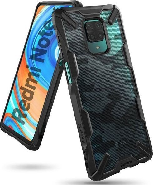 Ringke Etui Ringke Fusion X do Xiaomi Redmi Note 9S/ Pro/ Max Camo Black + Szkło 3mk uniwersalny 1