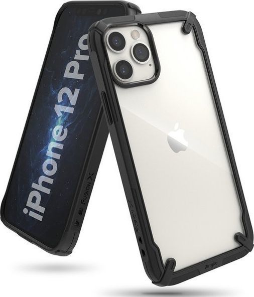 Ringke Etui Ringke Fusion X do Apple iPhone 12 Pro Max 6.7 Black + Szkło Alogy uniwersalny 1