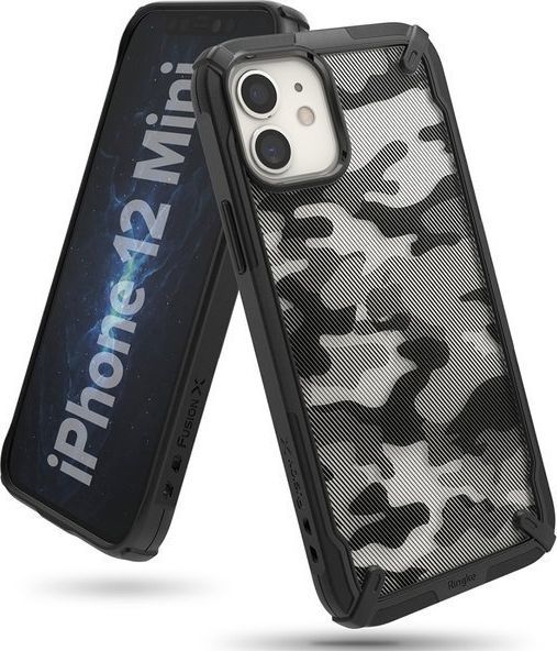 Ringke Etui Ringke Fusion X obudowa do Apple iPhone 12 Mini 5.4 Camo Black + Szkło Alogy uniwersalny 1