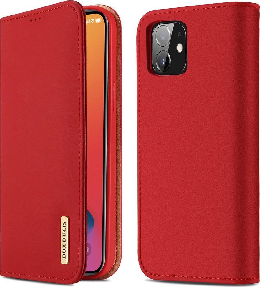 Dux Ducis DUX DUCIS Wish skórzane etui pokrowiec ze skóry naturalnej iPhone 12 mini czerwony uniwersalny 1