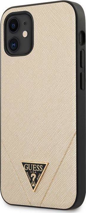 Guess Guess Saffiano V - Etui iPhone 12 Mini (złoty) uniwersalny 1