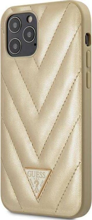 Guess Guess V Quilted - Etui iPhone 12 / iPhone 12 Pro (złoty) uniwersalny 1