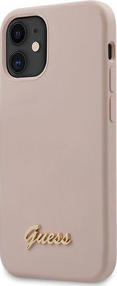 Guess Guess GUHCP12SLSLMGLP iPhone 12 mini 5,4 jasnoróżowy/light pink hardcase Silicone Script Gold Logo 1