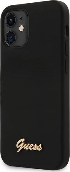 Guess Guess GUHCP12SLSLMGBK iPhone 12 mini 5,4 black/czarny hardcase Silicone Script Gold Logo 1